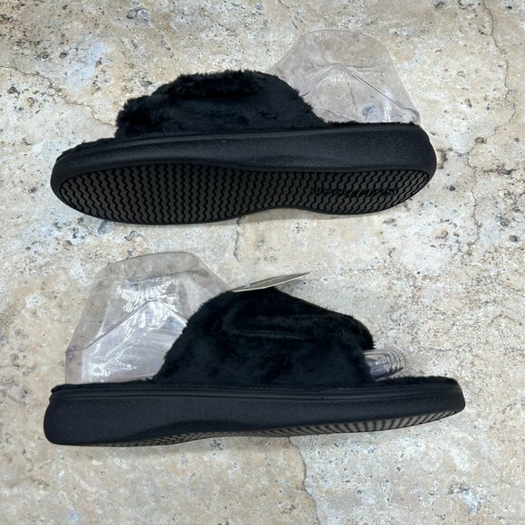 Sollbeam Slippers Womens Size 38 US 8 Black Soft Fuzzy Faux Fur Slides NWT - Picture 8 of 11